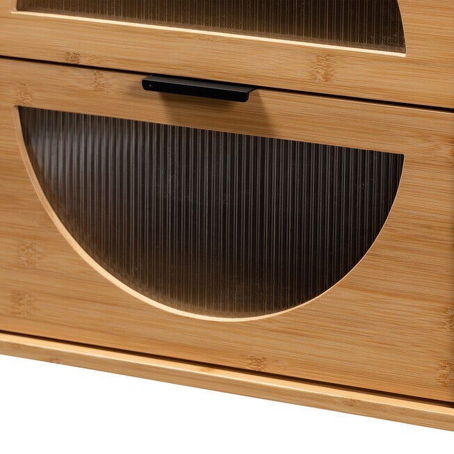Naresh Mid-Century Modern Transitional Natural Brown Bamboo Wood 2-Drawer End Table, , alternate image number 2