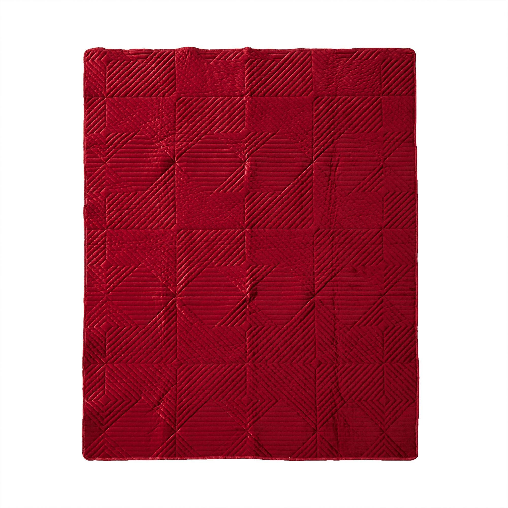 Riviera Velvet Finely Stitched Throw Blanket, Red, RED, alternate image number 2