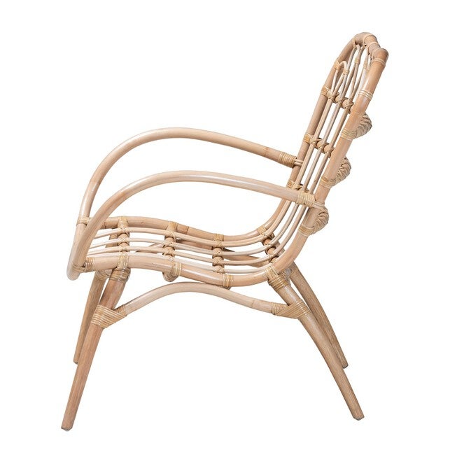 Bajo Modern Bohemian Natural Brown Rattan Arm Chair, , alternate image number 2