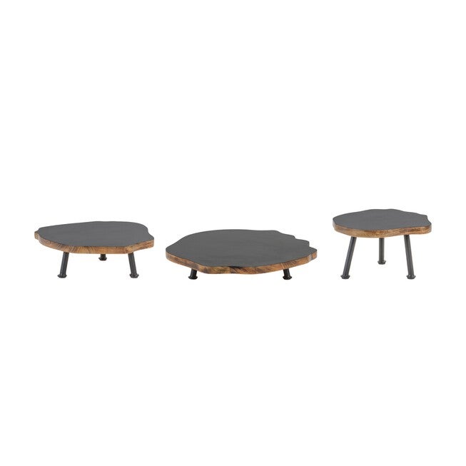Pedestal (Set of 3) 2.25 inchesH, 3.25 inchesH, 5.75 inchesH Wood/Iron, BLACK/BROWN, hi-res image number null