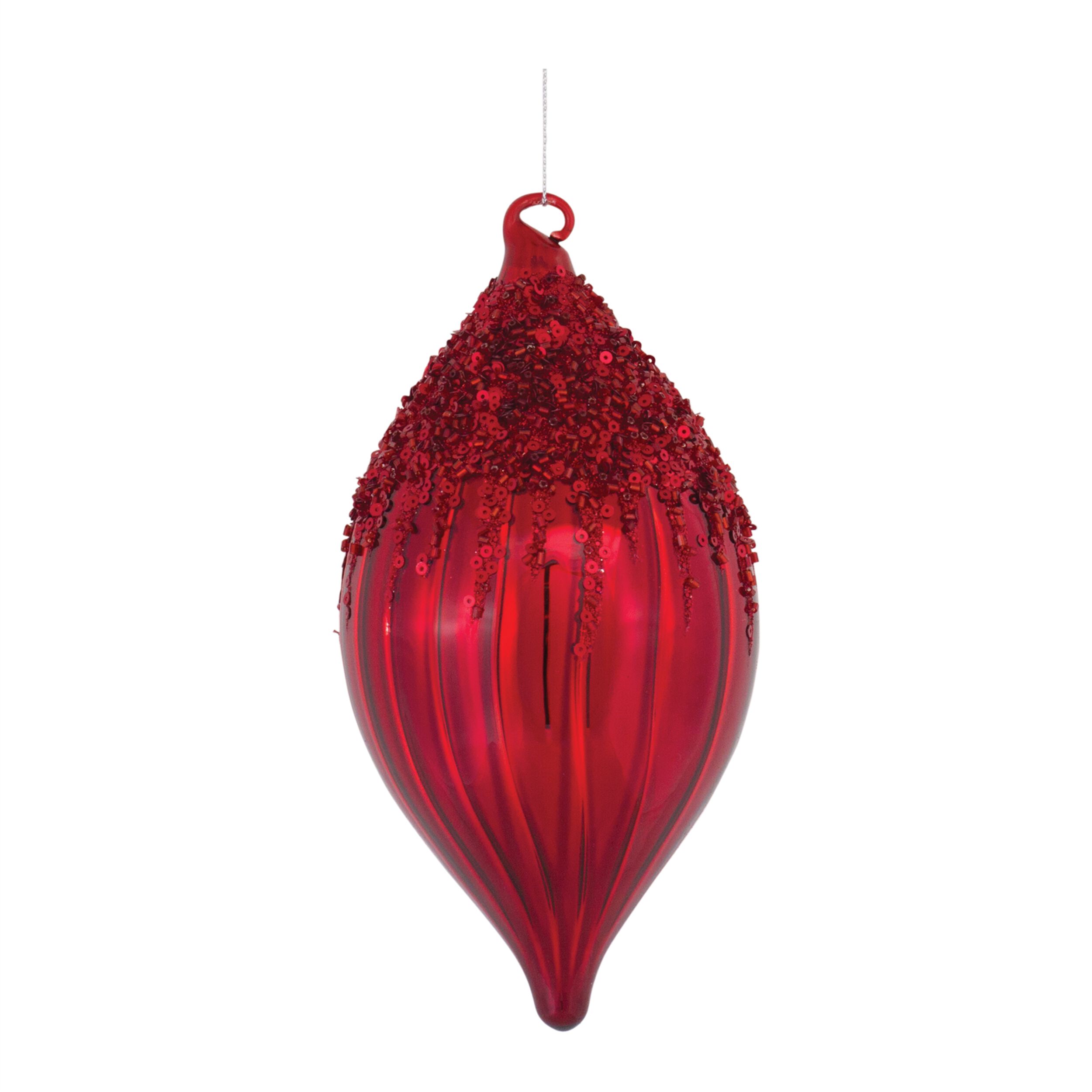 Sequined Glass Ornament (Set of 4), RED, alternate image number 5