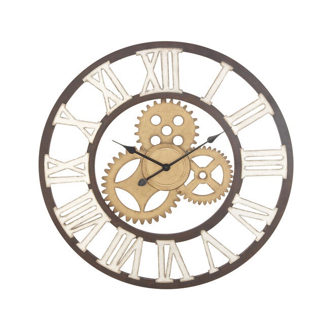Brown Industrial Metal Wall Clock, , alternate image number null