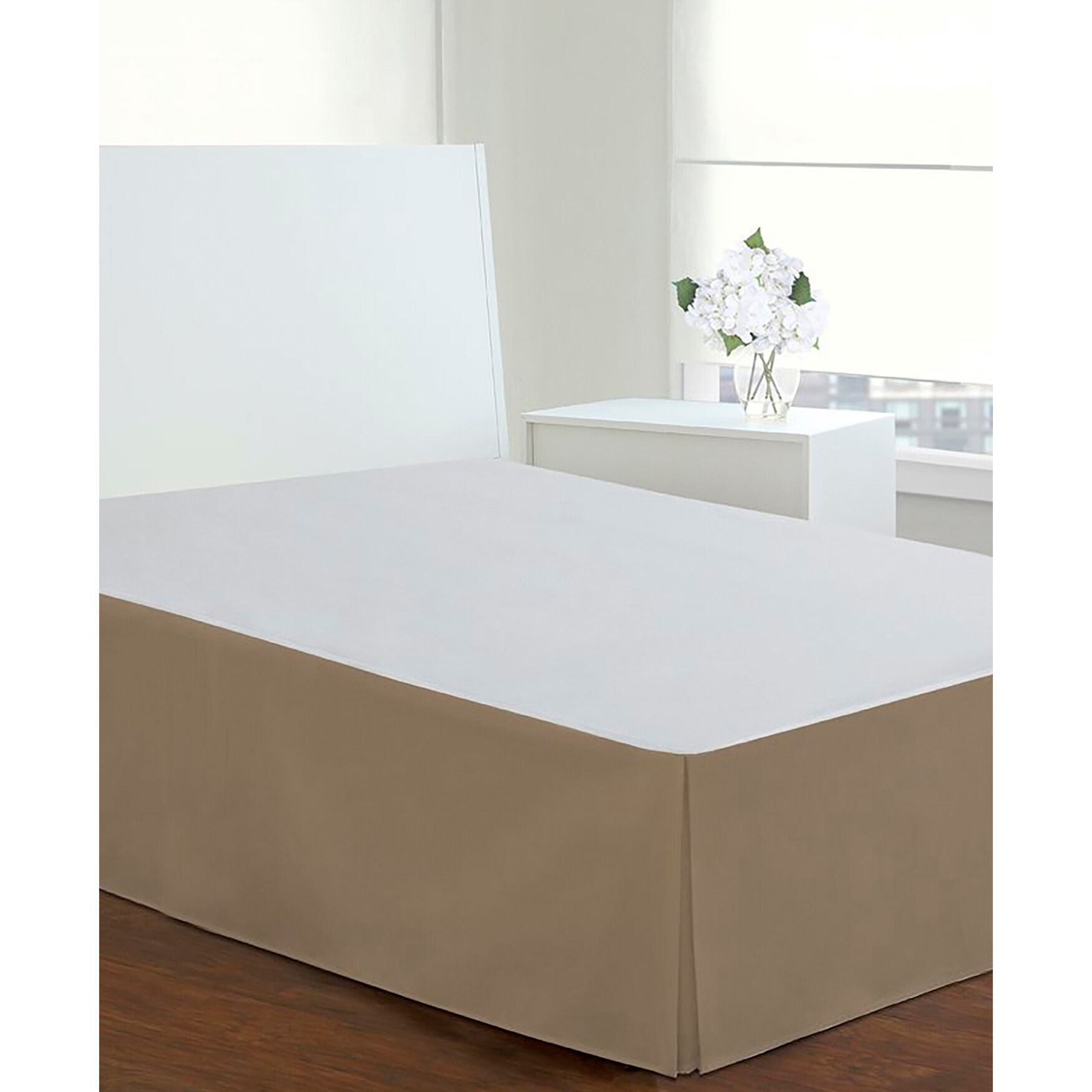 Luxury Hotel Classic Tailored 14 inches Drop Mocha Bed Skirt, , on-hover image number 1