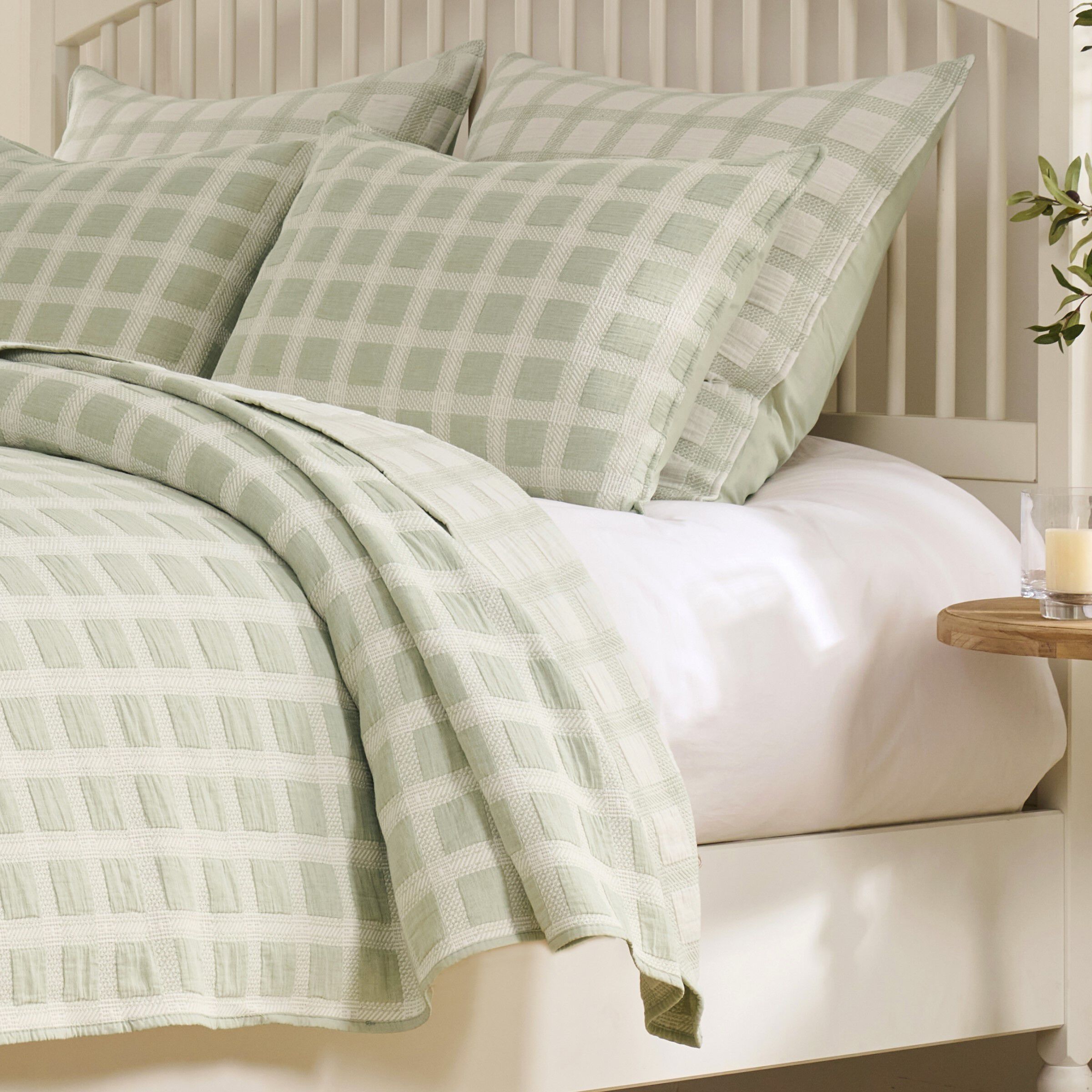 Millhouse 100% Cotton Classic Plaid Coverlet Set, SAGE, alternate image number 6