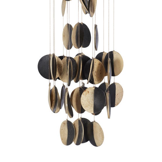 Black And Cream Coconut Shells Coastal Windchime, , alternate image number null