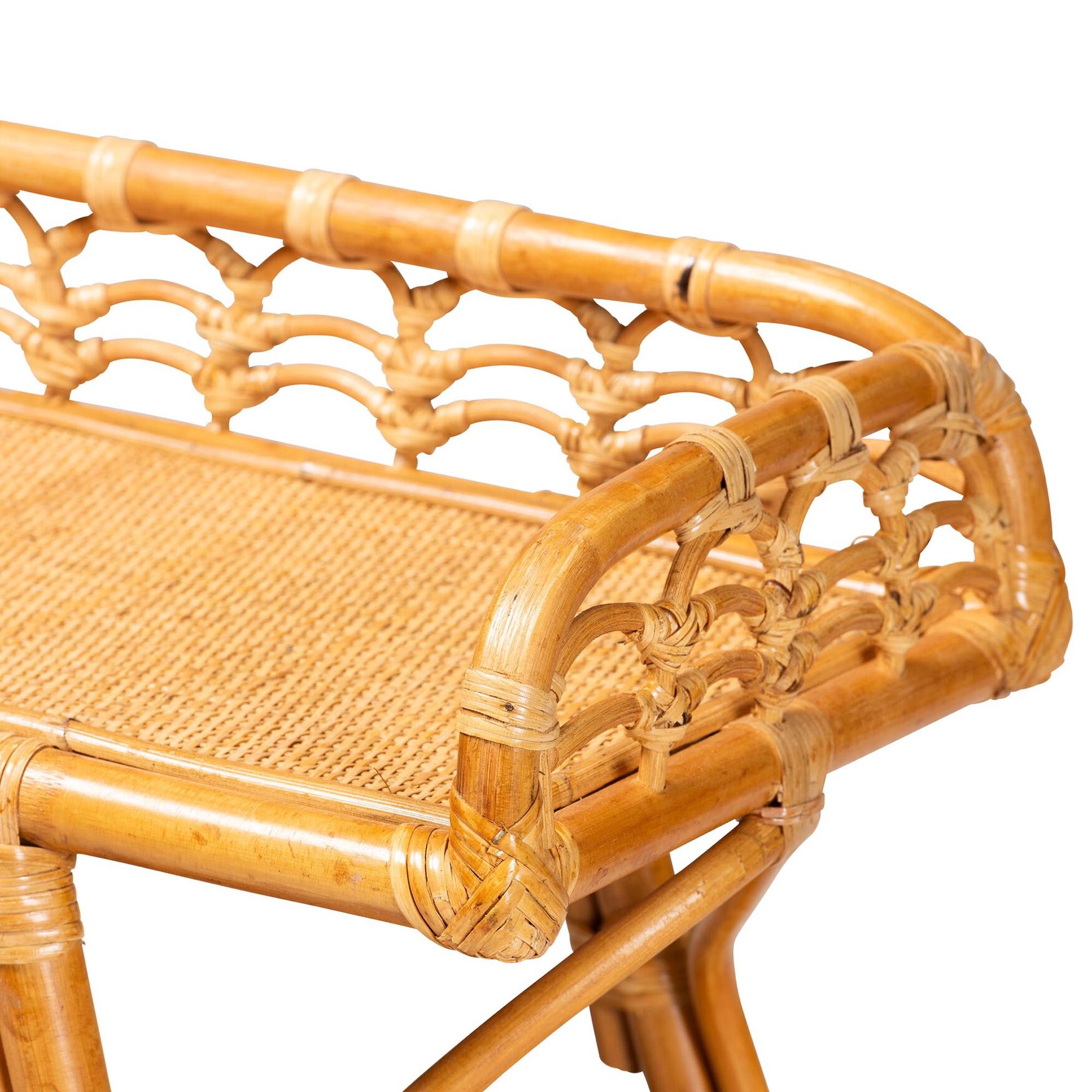 Nayana Modern Bohemian Natural Rattan 2-Tier Console Table, , alternate image number 10