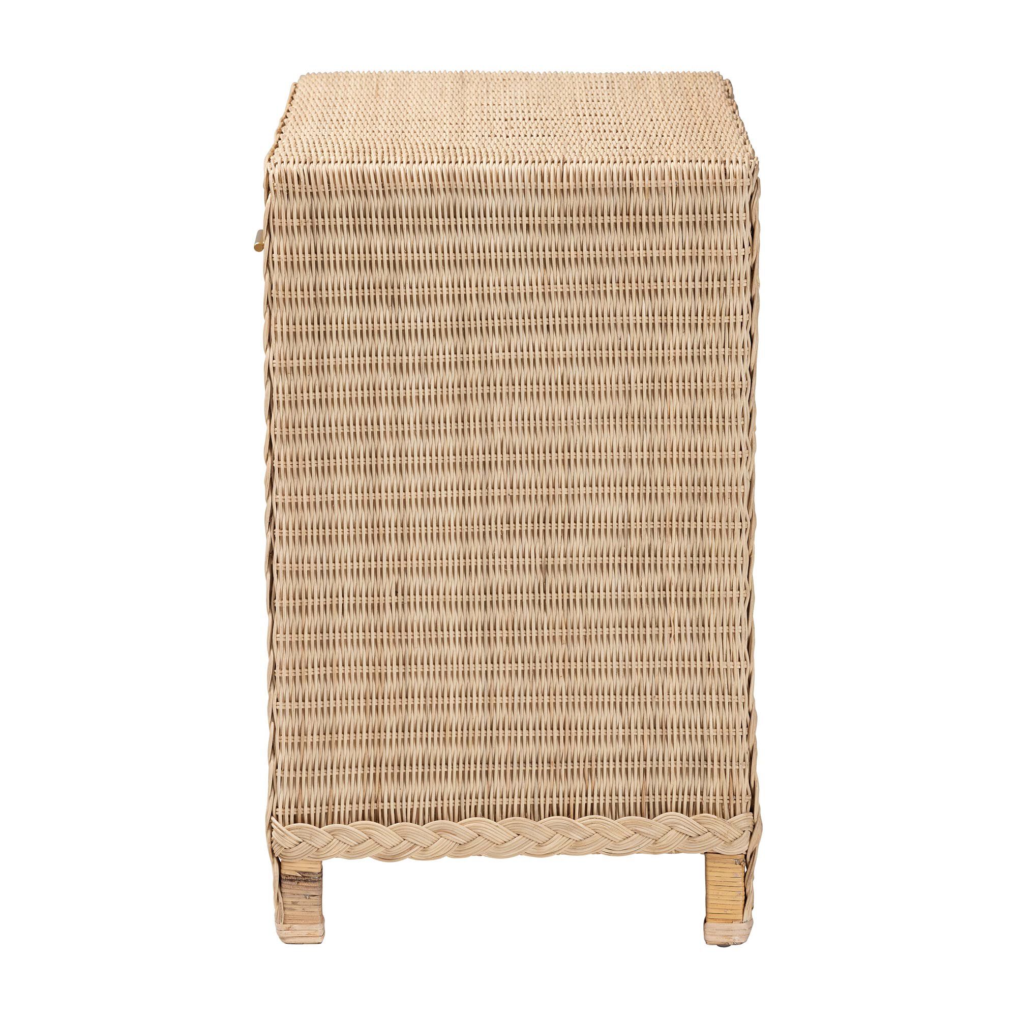 Lanica Japandi Sun Bleached Rattan 2-Drawer Console Table, PALE, alternate image number 4