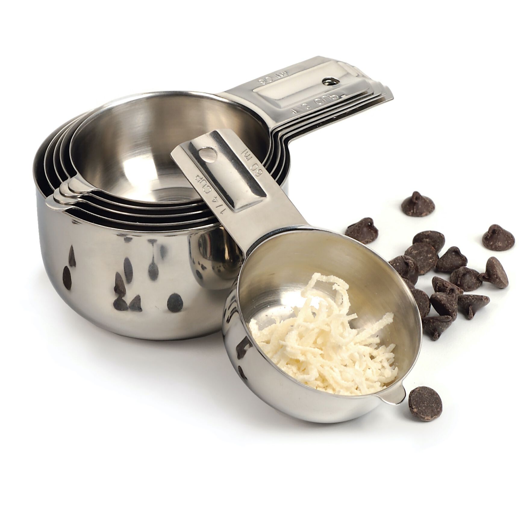 Nesting Stainless Steel Measuring Cups, Set 6, , alternate image number 4