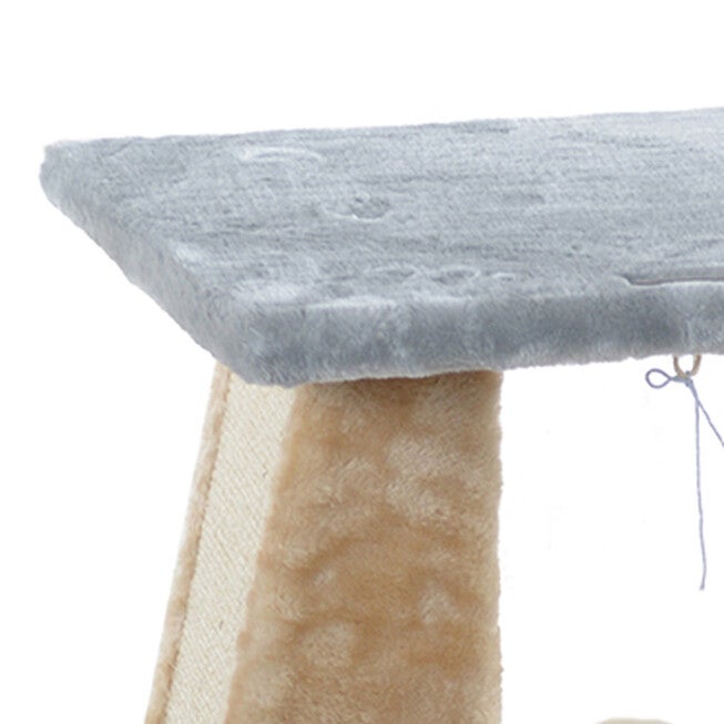 Two-Level Platform Real Wood Cat Scratcher With Sisal Carpet Board, , alternate image number null