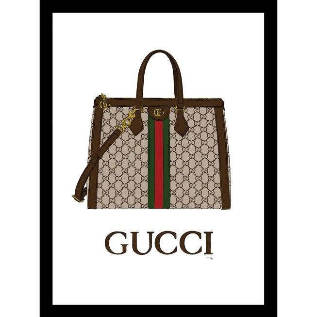Gucci Bag Brown 14 inches x 18 inches Framed Print, BLACK ORANGE, hi-res image number null