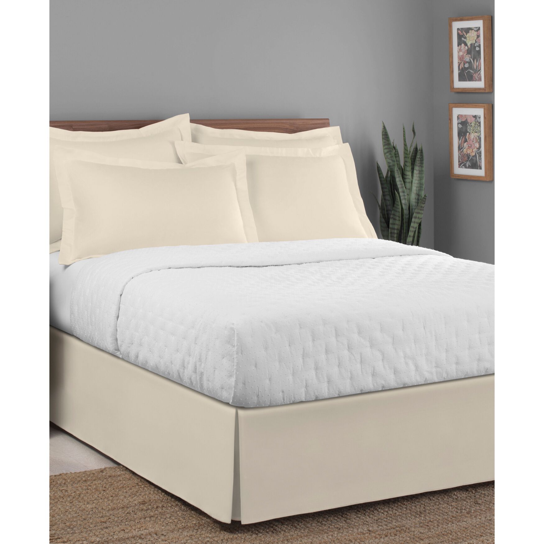 Luxury Hotel Classic Tailored 14 inches Drop Ivory Bed Skirt, IVORY, hi-res image number 0
