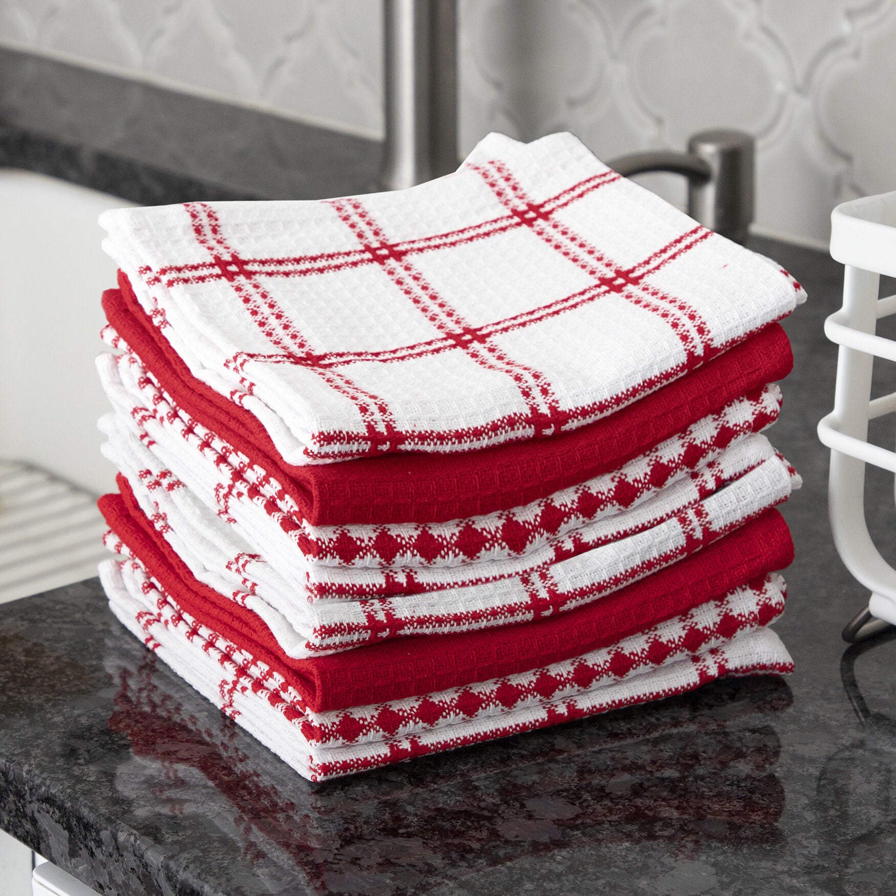 Flat Waffle Dish Cloths, Set Of 8, , alternate image number 3