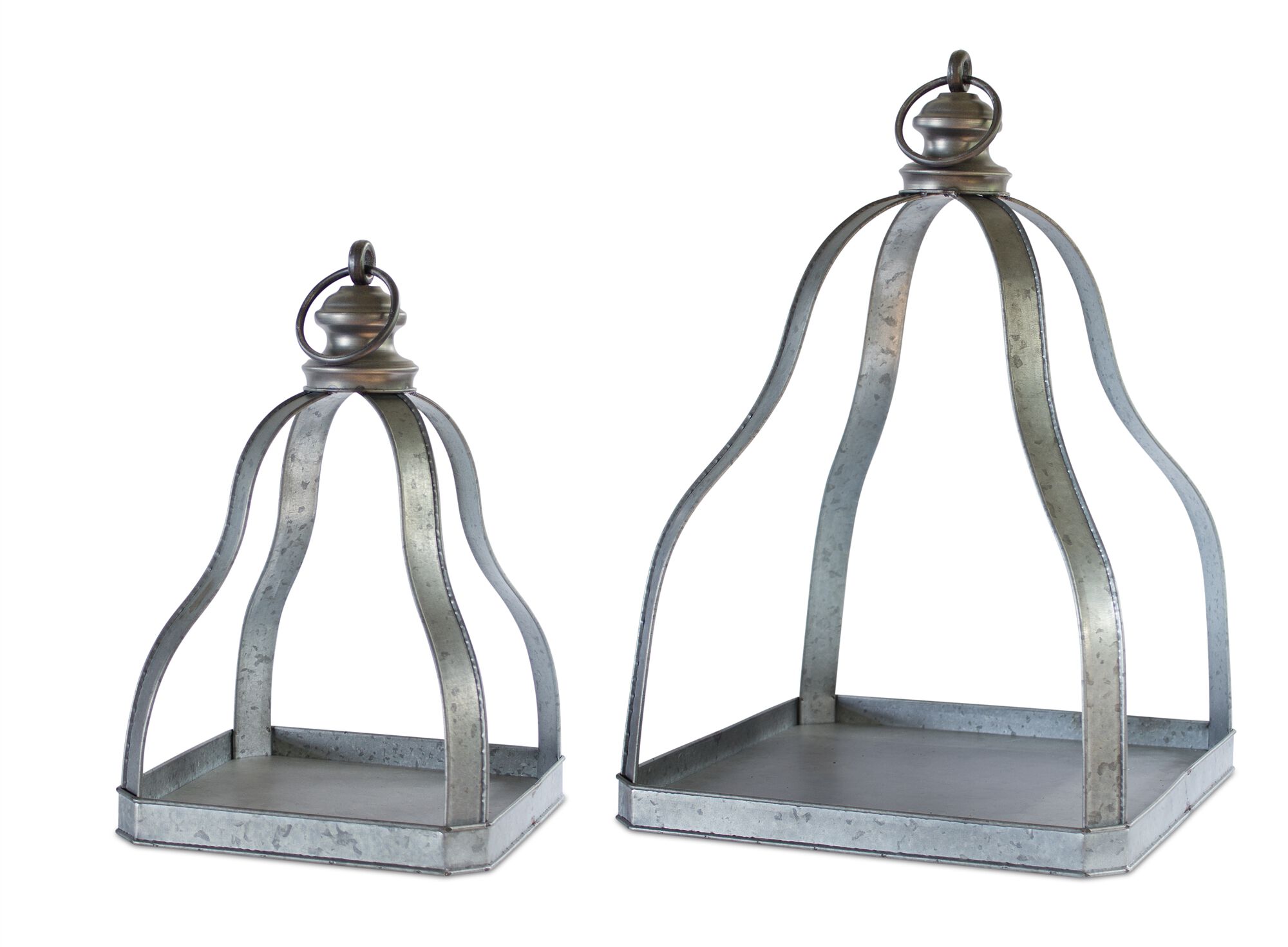 Lantern (Set of 2) 15.5 inchesH, 20 inchesH Metal, GREY/BLACK, hi-res image number 0