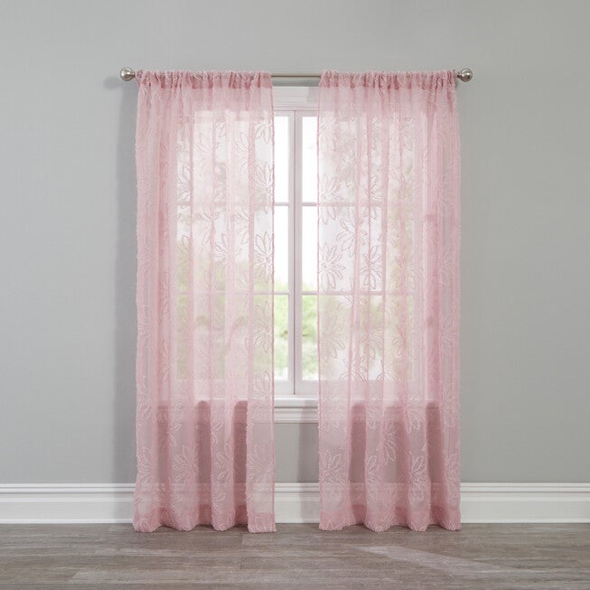 Floral Jacquard Rod-Pocket Panel, BLUSH, hi-res image number null