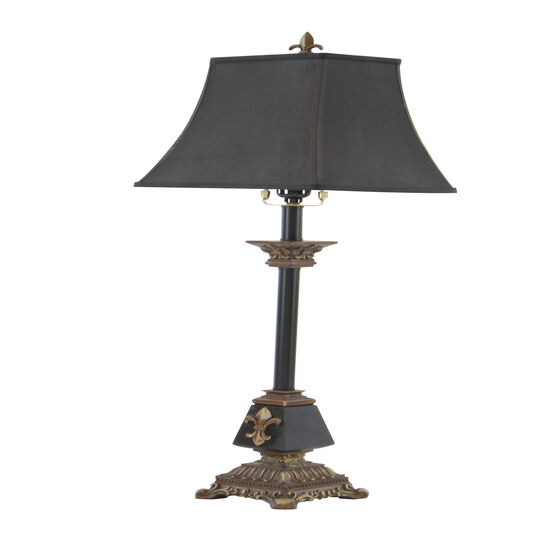 Tuscan Black Polystone Fleur-De-Lis Buffet Lamp, , on-hover image number null