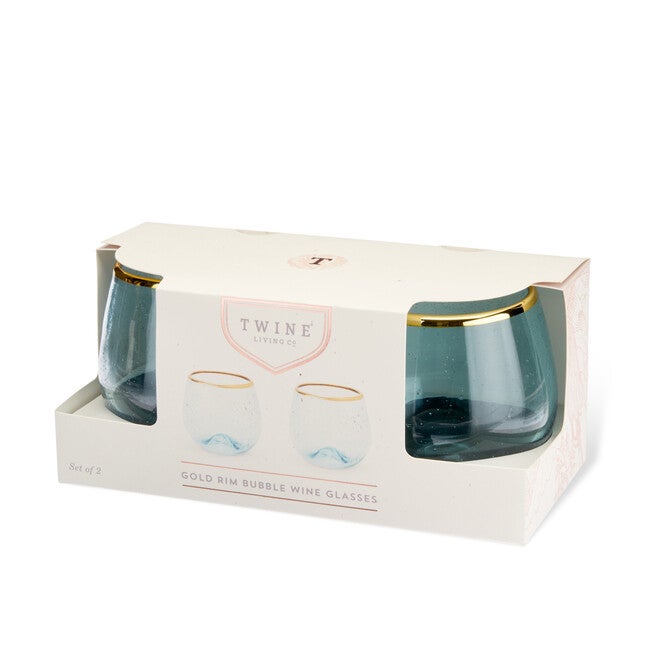 Aqua Bubble Stemless Wine Glass Set, , alternate image number 3