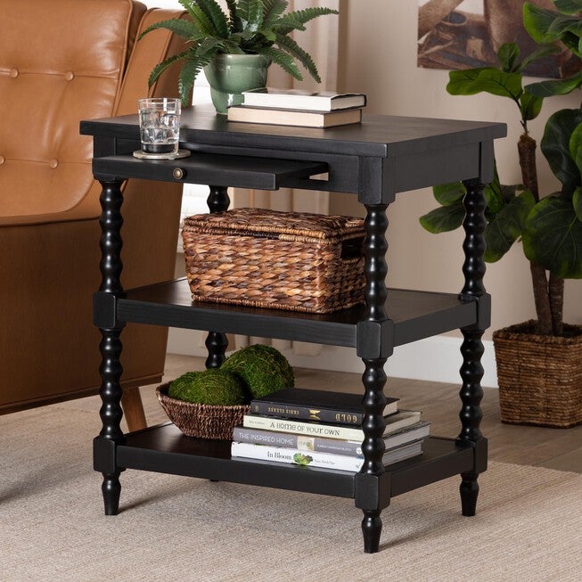 Imogene Retro-Modern Black Wood End Table, , alternate image number 6