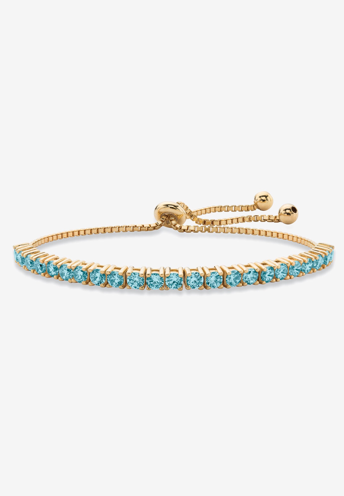 Gold-Plated Bolo Bracelet, Simulated Birthstone 9.25 inches Adjustable, DECEMBER, hi-res image number 0