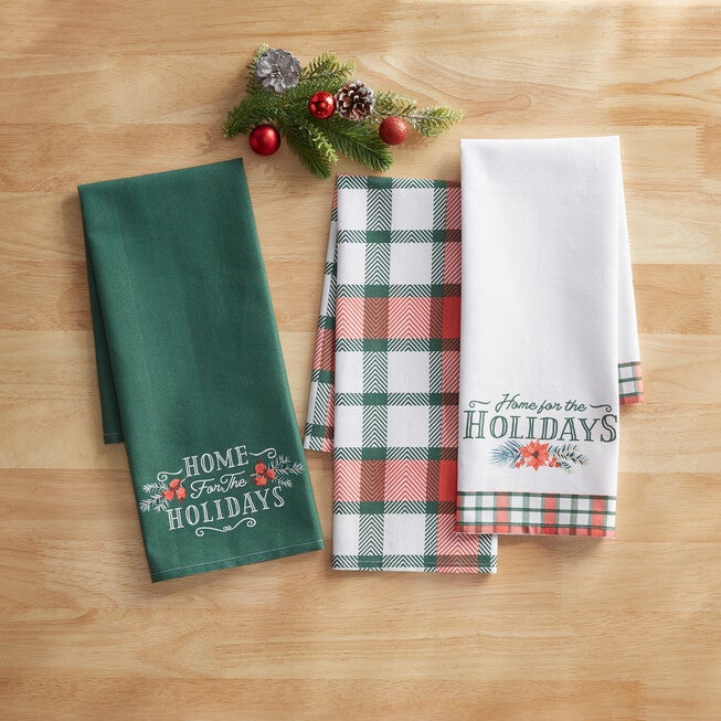 holiday kitchen towels, set of 3, MULTI, hi-res image number null