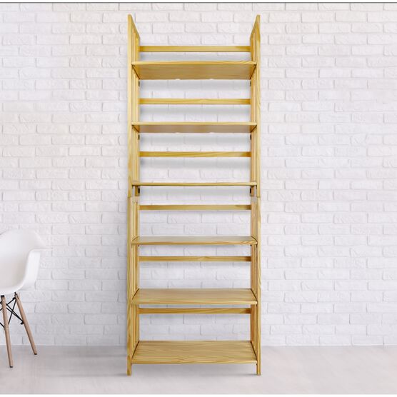 3-Shelf Folding Stackable Bookcase 27.5" Wide-Natural, , alternate image number null
