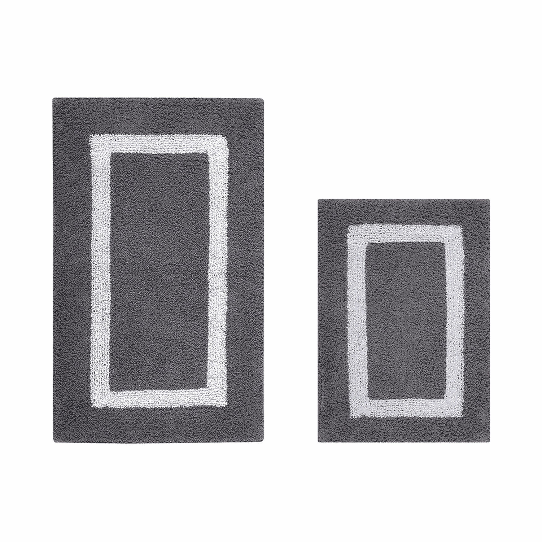 Hotel Collection 100% Cotton 2 Piece (17 inches X 24 inches | 21 inches X 34 inches) Bath Rug Set, GRAY WHITE, hi-res image number 0