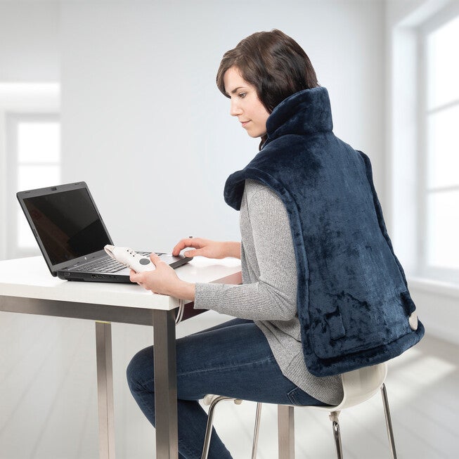 Electric Neck & Back Warmer, NAVY BLUE, hi-res image number null