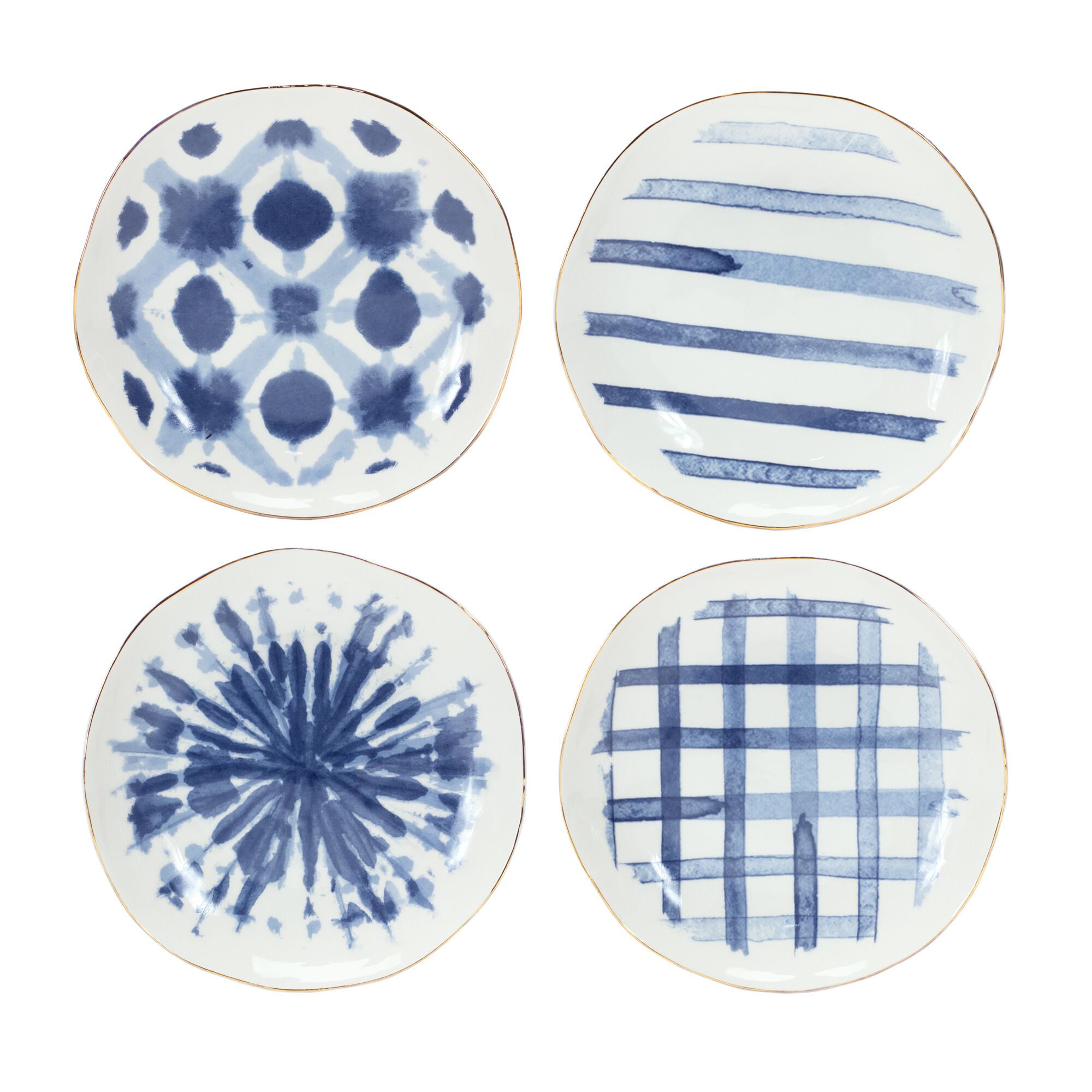 Plate (Set of 4) 7 inchesD Ceramic, BLUE/WHITE, hi-res image number 0