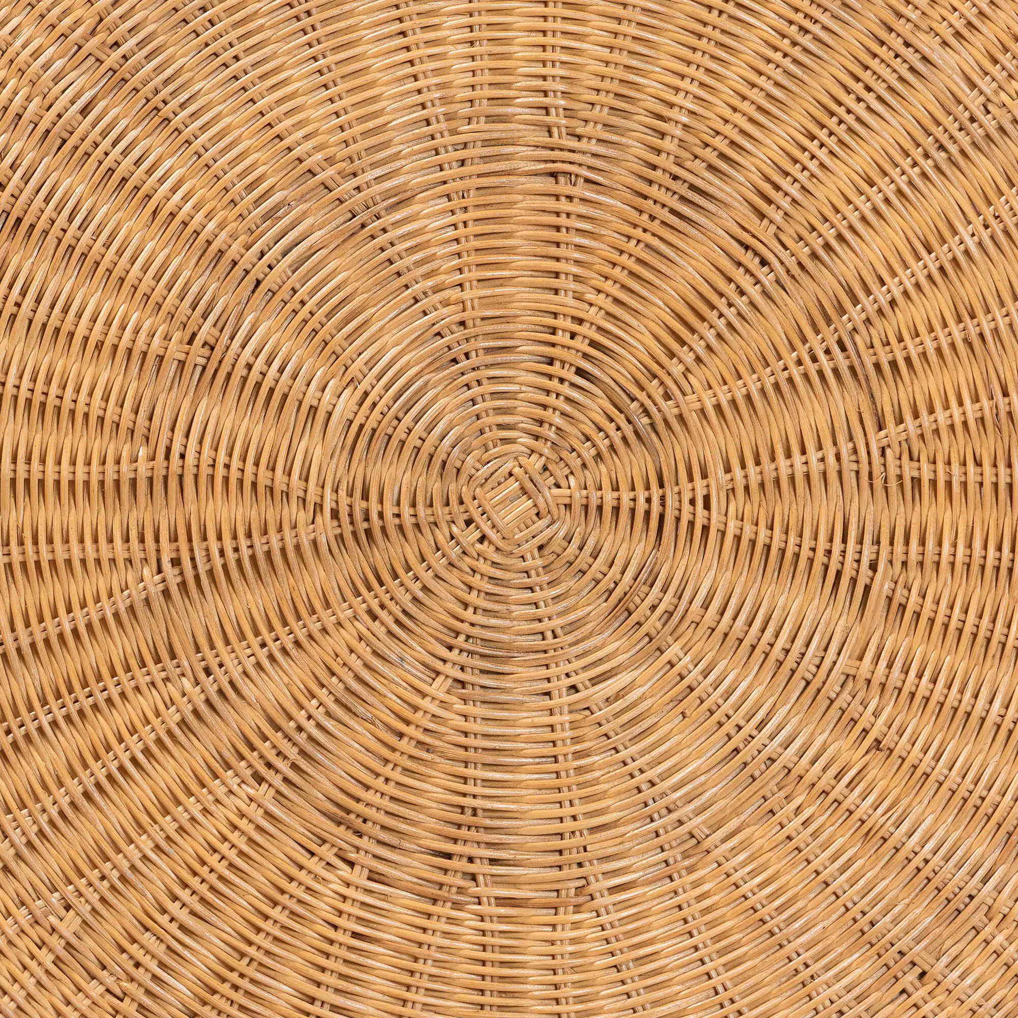 close-up of radial rattan weave pattern