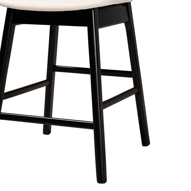 Darrion Mid-Century Modern Grey Fabric And Walnut Brown Finished Wood 2-Piece Counter Stool Set, , alternate image number null