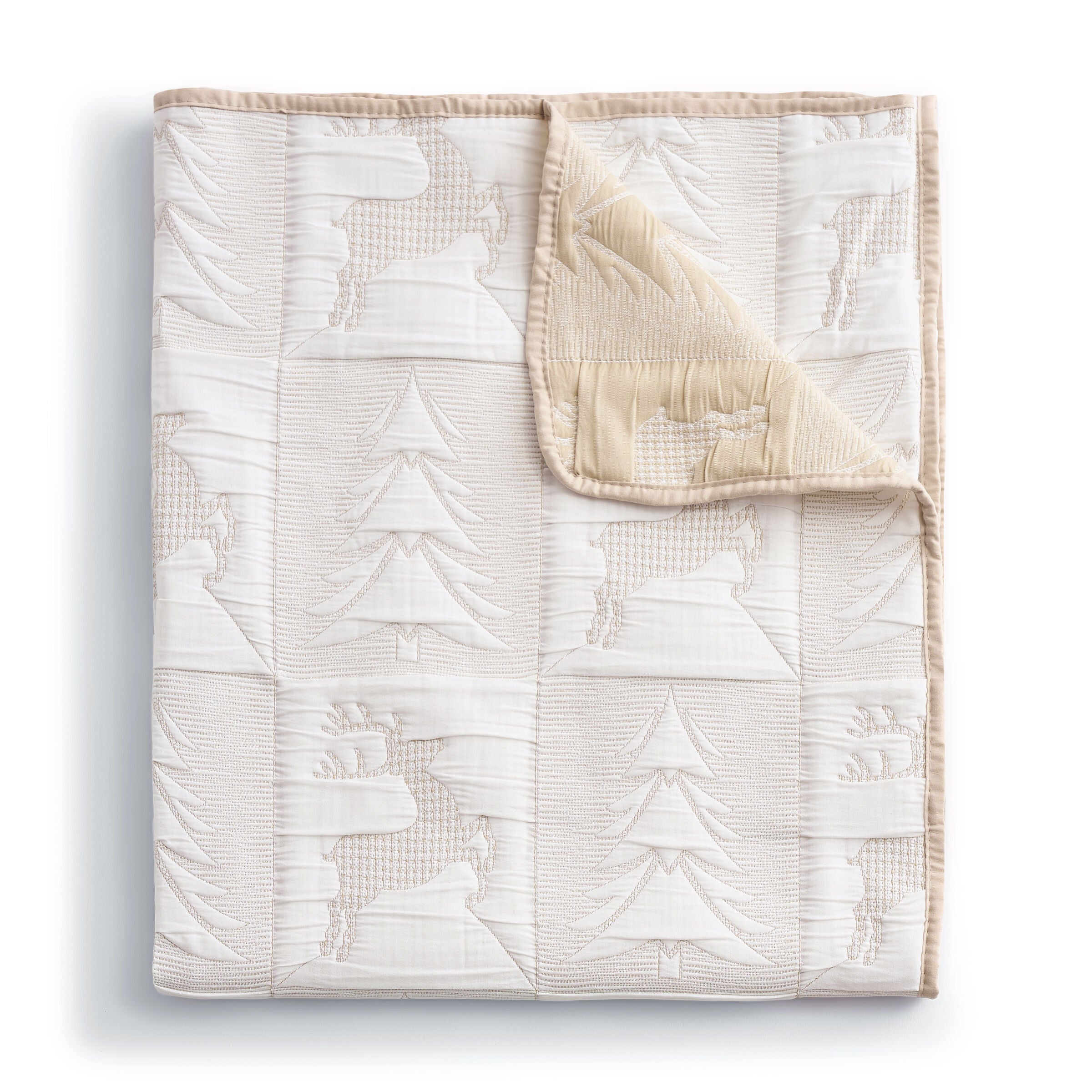 Reindeer Games Novelty Holiday Quilted Throw Blanket, WHITE, alternate image number 2