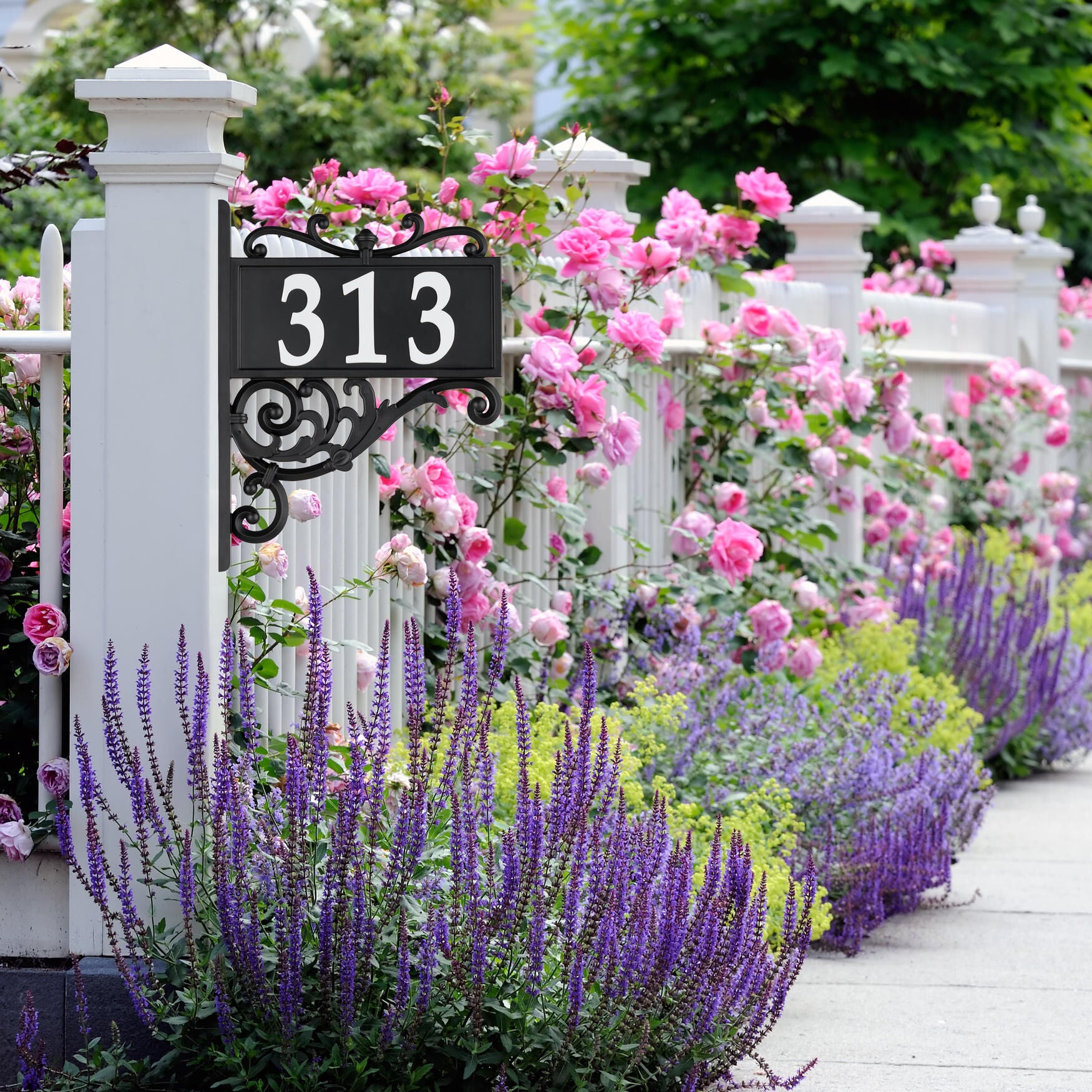 Nite Bright Acanthus Reflective Address Post Sign, , on-hover image number 1