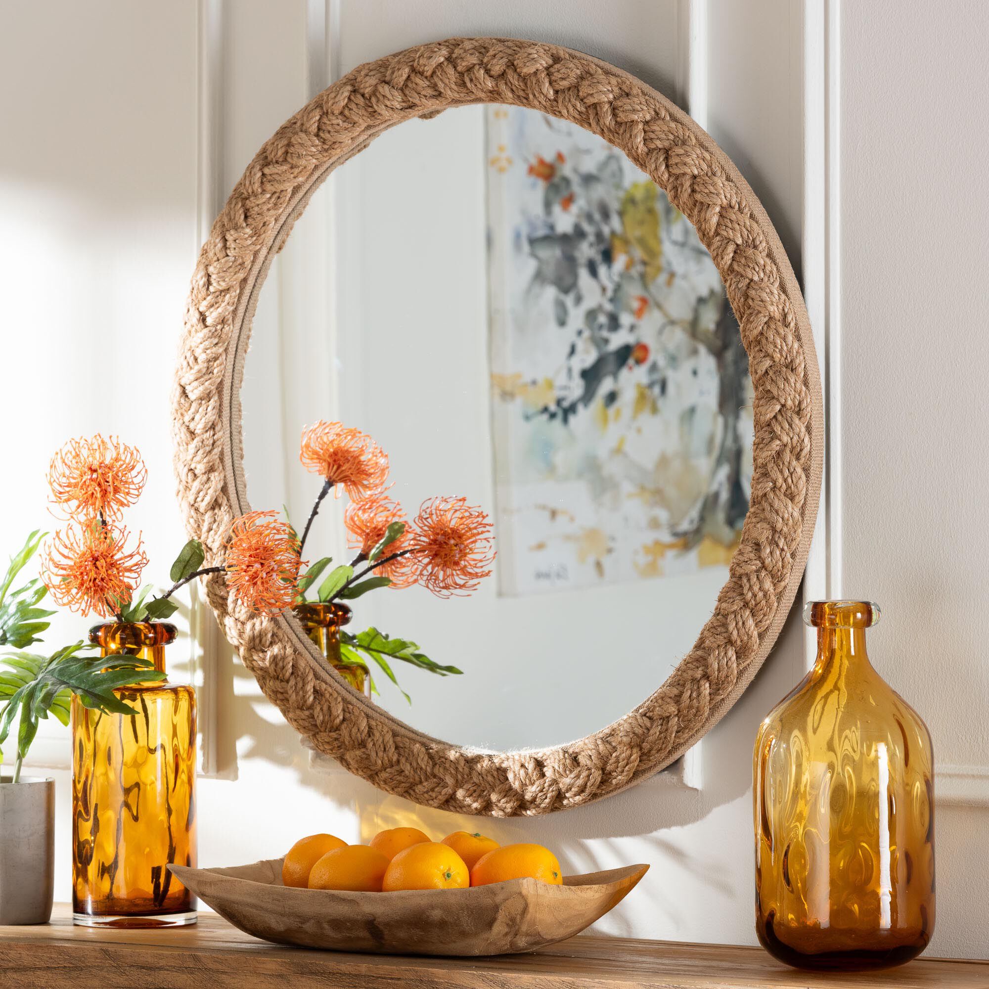 Shara Coastal Braided Rope Accent Mirror, NATURAL, hi-res image number 0