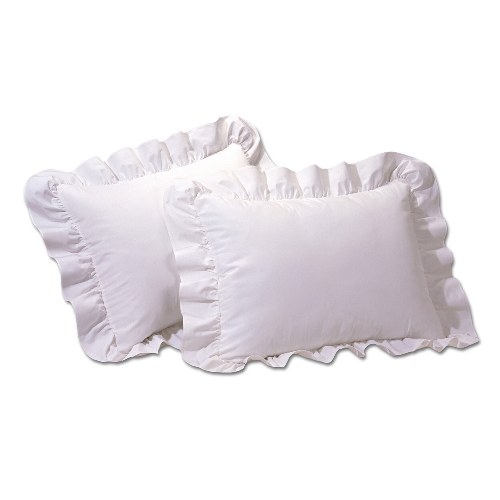 2-Pack Ruffled 65/35 Poly/Cotton Shams, WHITE, hi-res image number 0
