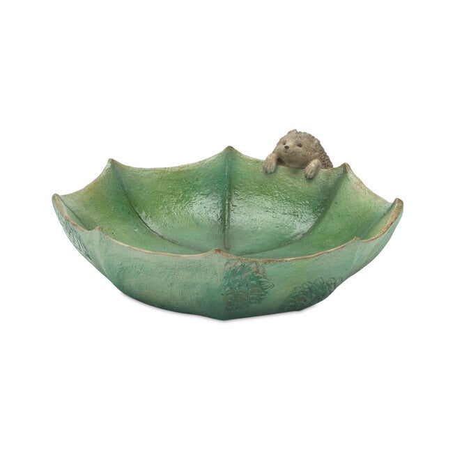 Garden Leaf Bird Bath With Hedgehog Accent (Set Of 2), , alternate image number null