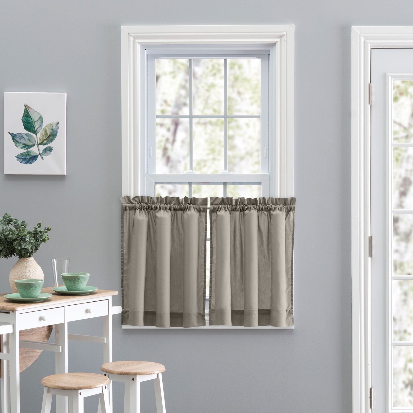 Stacey Curtain Tailored Tier Pair, GREY, hi-res image number 0
