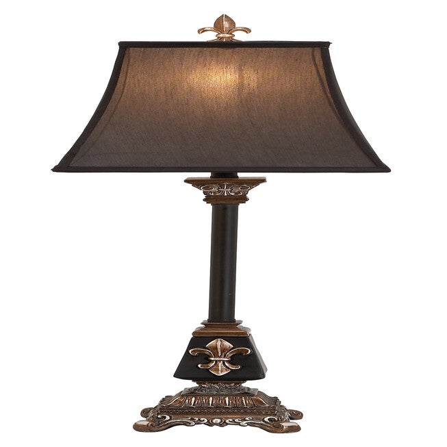 Tuscan Black Polystone Fleur-De-Lis Buffet Lamp, BLACK, hi-res image number null