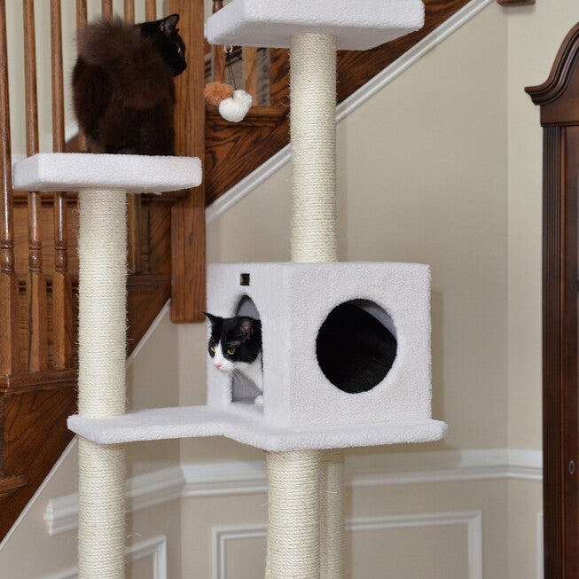 Classic 73 inches Real Wood Cat Tree Four Levels With Swing, Hammock, Condo, Perch, , alternate image number 5