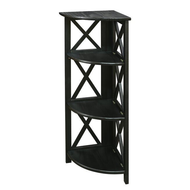Montego 4-Shelf Corner Folding Bookcase-Black, , alternate image number null