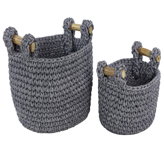 Cosmoliving By Cosmopolitan Set Of 2 Basket Storage Basket, GREY, hi-res image number null