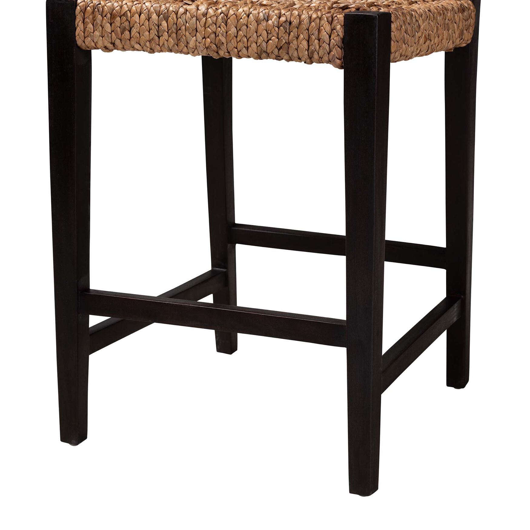 Alise Modern Bohemian Dark Brown Mahogany Wood and Seagrass Counter Stool, , alternate image number 11