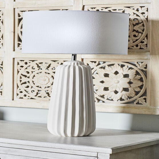 White Stone Traditional Table Lamp, , alternate image number null