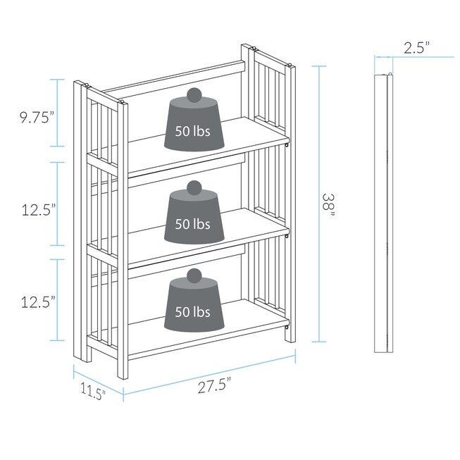 3-Shelf Folding Stackable Bookcase 27.5 inches Wide-Mahogany, , alternate image number 5