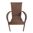 Mocha outdoor wicker stacking chair angled front view