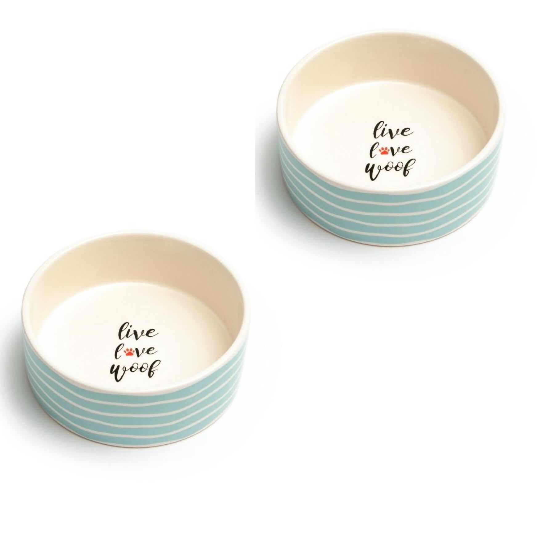 Set Of Two Sagres Large Pet Dog Bowls, TURQUOISE WHITE, hi-res image number 0