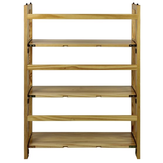 3-Shelf Folding Stackable Bookcase 27.5" Wide-Natural, , alternate image number null
