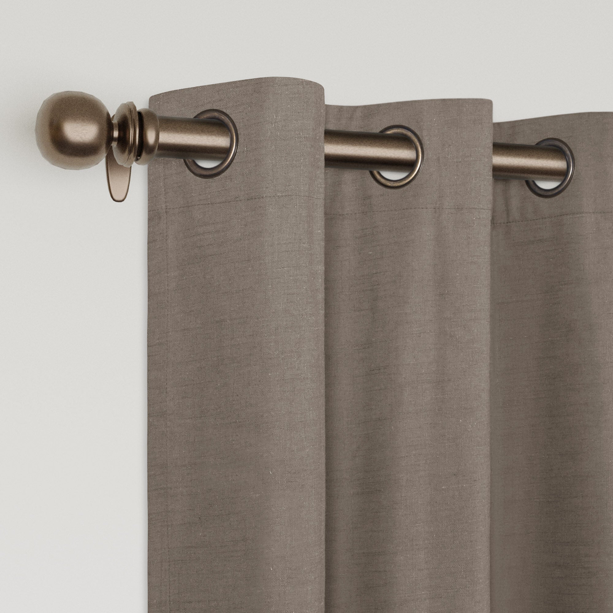 Linen Slub 100% Blackout Grommet Pair, COFFEE, alternate image number 2