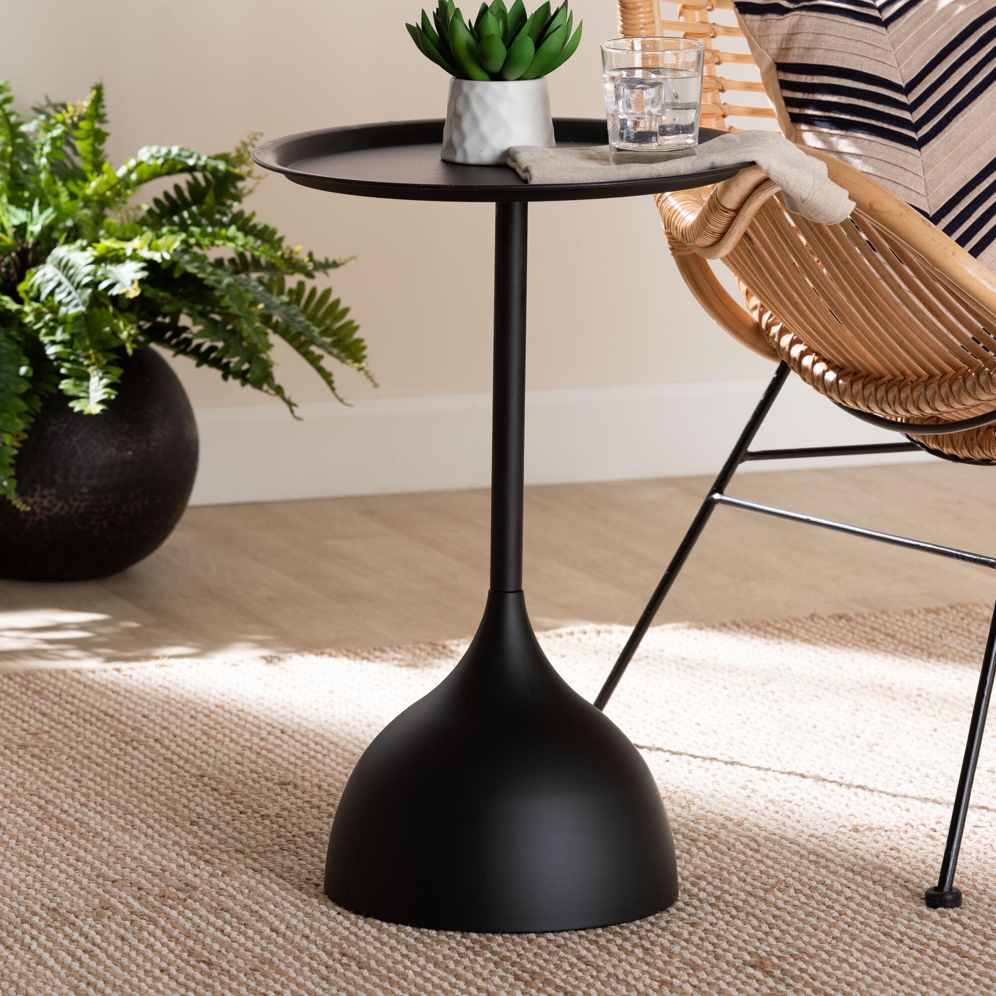 Webb White Metal Pedestal Side Table, BLACK, hi-res image number 0