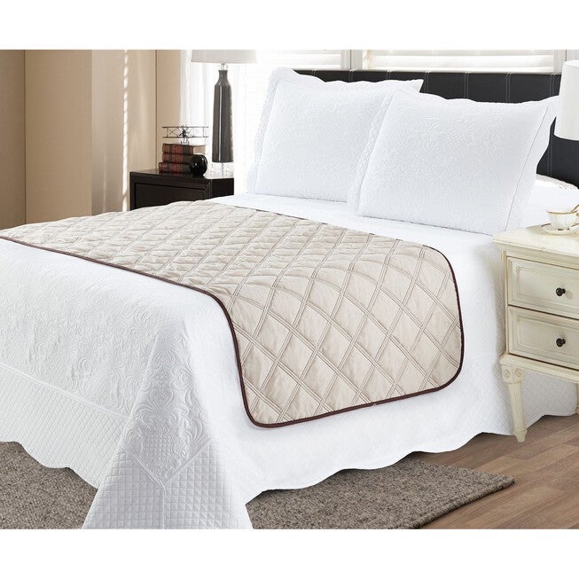 Solid Reversible Quilted Bed Runner Protector, , alternate image number null