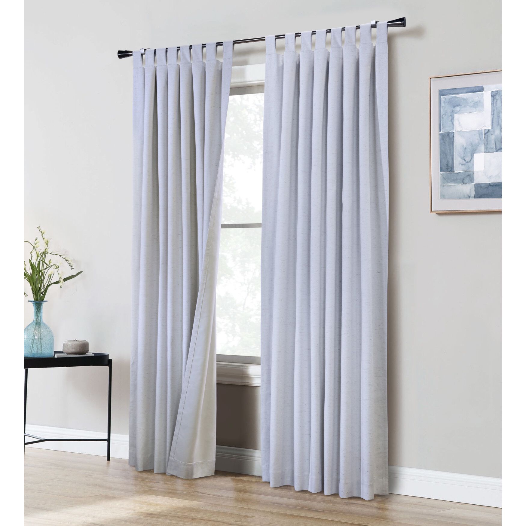 Ventura Blackout Tab Top Curtain Panel Pair, WHITE, hi-res image number 0