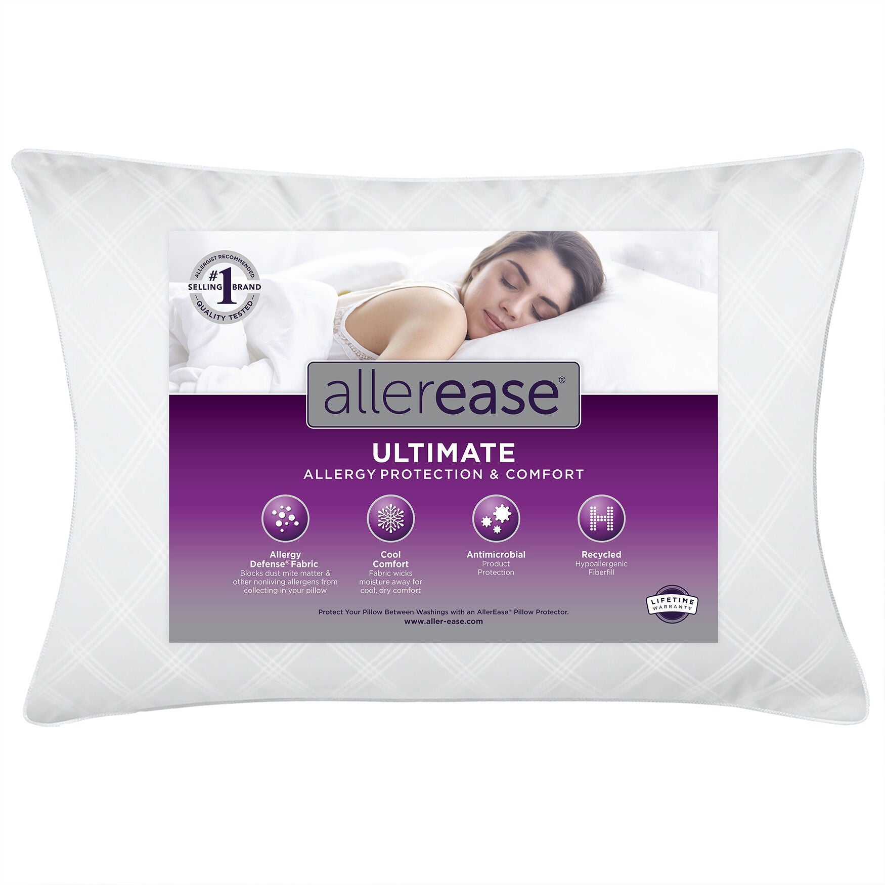 AllerEase Ultimate Pillow, WHITE, hi-res image number 0